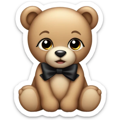 Cute teddy bear with black bow sticker
