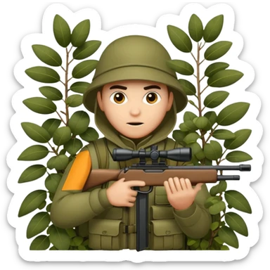 sniper in a big bush sticker