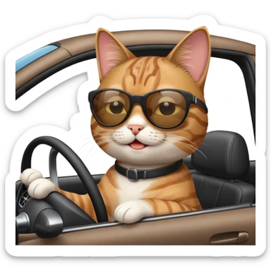 Cat driving a car sticker