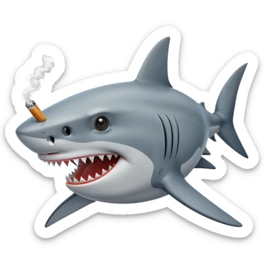Shark with a blunt in its mouth sticker