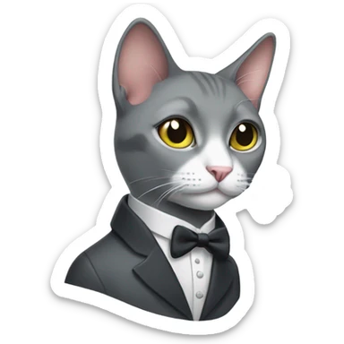 Grey tuxedo cat sticker