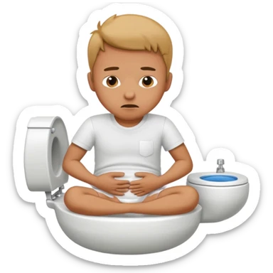 Man siting in a toilet bowl for diarrhea  sticker