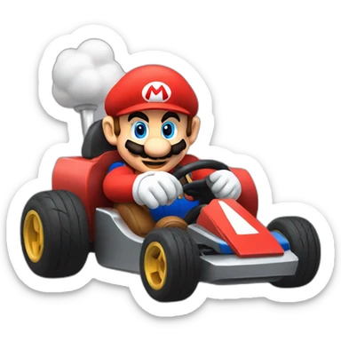 super mario driving a kart sticker