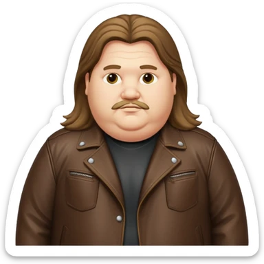 Long hair obese men in leather jacket sticker