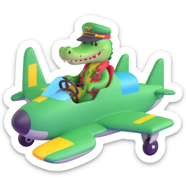 Crocodile pilot in an airplane sticker