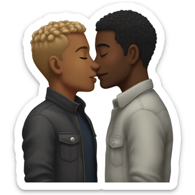 Gay interracial men kissing  sticker