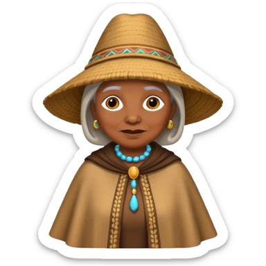 brown skin old woman with fashion pancho sticker