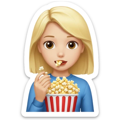 Blonde girl eating popcorn sticker