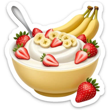 Yogurt bowl with strawberries and bananas sticker