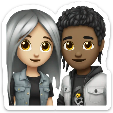 emo boy and emo girl in love  sticker