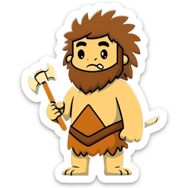 caveman with a bone club and animal fur sticker