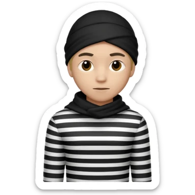 thief with black and white stripe clothes sticker