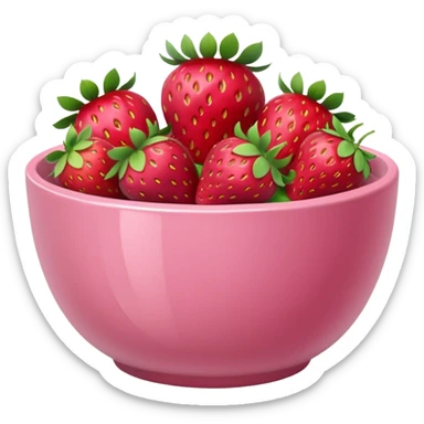 fancy pastel pink bowl heaped with ripe strawberries sticker