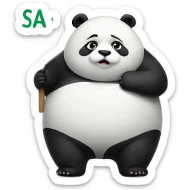 A chubby panda with a sign that says SAD sticker