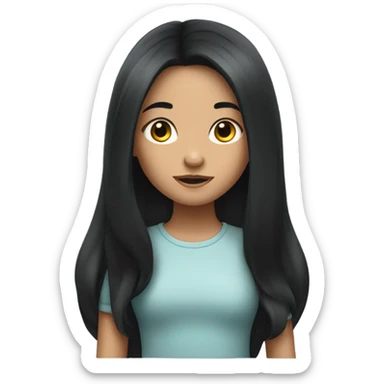 a cute clever girl with long black hair sticker
