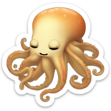 a cute kraken with closed eyes relaxing sticker
