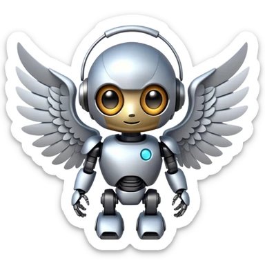 cute robot with wings sticker