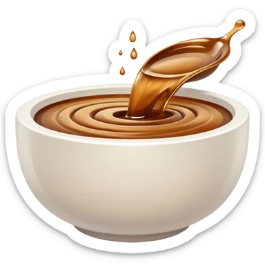 still brown liquid in white bowl sticker