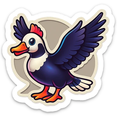 Make this Muscovy Duck look like an instant message emoji, with a subtle chat bubble outline and a slight drop shadow, keeping the background transparent. sticker