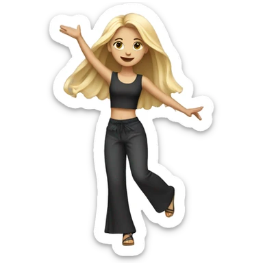 girl with long blond hair dancing in wide pants sticker