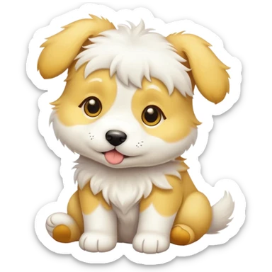 Yellow and white puppy sticker