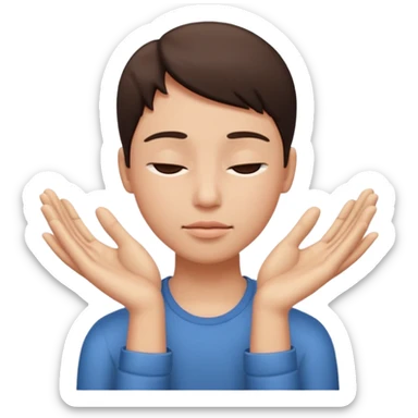 eyes closed with hands going inward  sticker