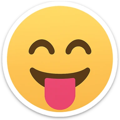 playful face with tongue out, color icon style, clean lines, simple, modern sticker