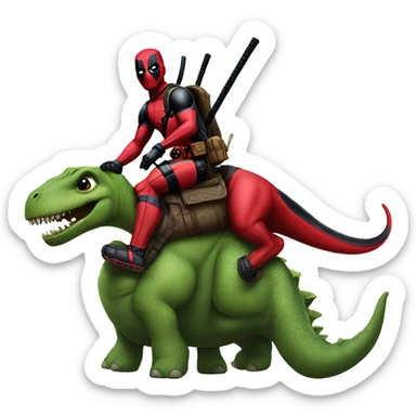 Deadpool on a dinosaur  sticker