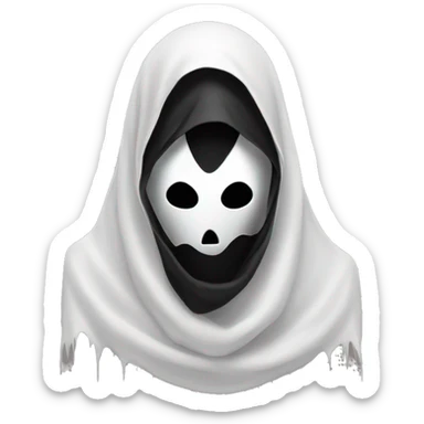 Scary long Ghost mask and black headscarf horror movie villain sticker