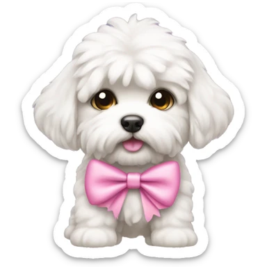 Schichon puppy with pink bow sticker