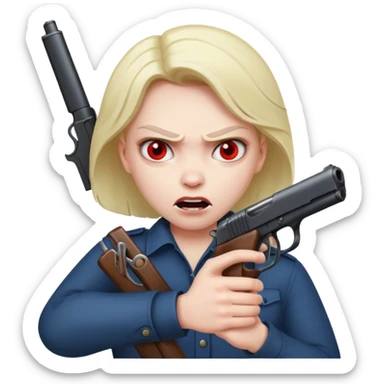 Una cara malvada con una pistola sticker