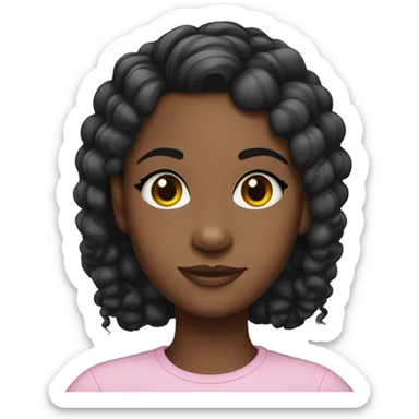 Black girl with a Side part with baby hairs & lashes sticker