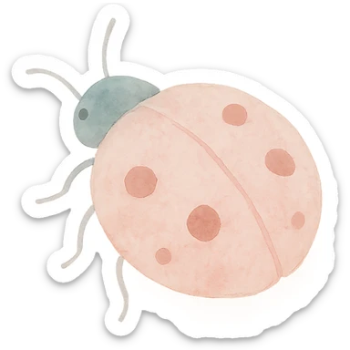 soft and dreamy love bug, watercolor style sticker