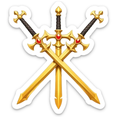 Two fiery royal golden swords in a cross sticker