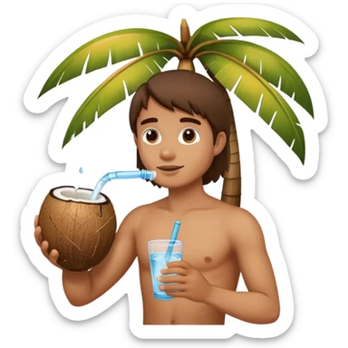 Coco con calor tomando agua sticker
