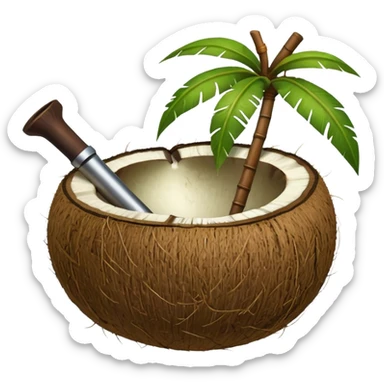 Green Coconut with open and with pipe sticker