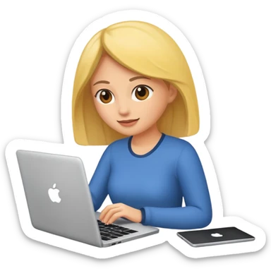 woman using laptop sticker