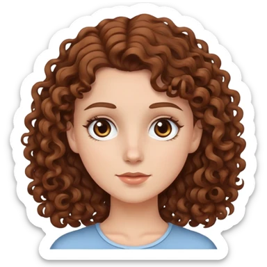 white girl with brown curly hair and brown eyes sticker