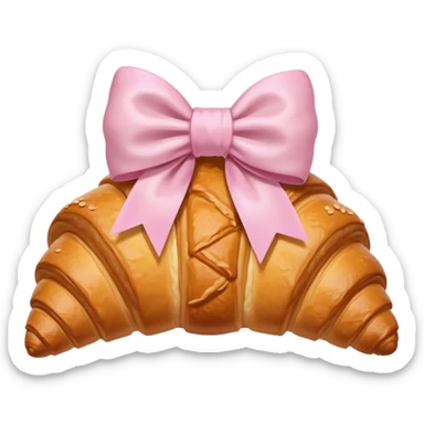 Croissant with light pink bow sticker