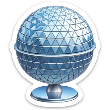Isometric exterior Walt Disney World Epcot sphere, dollhouse style 3D realistic  sticker