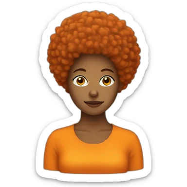 brown woman with orange afro sticker