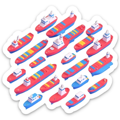 port with cargo ship sticker