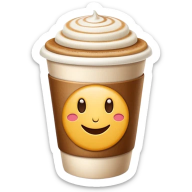cappuccino takeaway cup with a domed lid and latte art, cozy and inviting emoji sticker