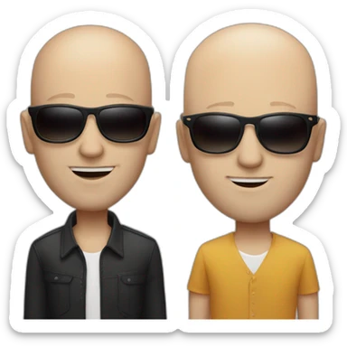 one black haired white man one bald white man both sunglasses singers sticker
