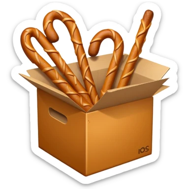 Pretzel sticks on box sticker