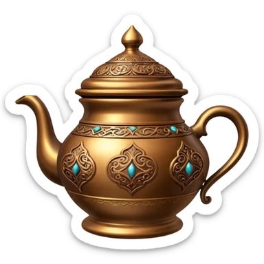 an Arabic pot of coffee with dates, elegant, detailed, suitable for an icon or emoji sticker