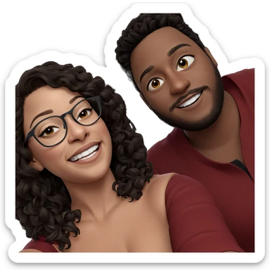 smiling duo in casual selfie sticker