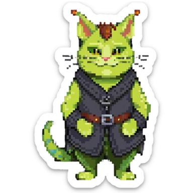 cat dressed as Shrek with green ogre ears sticker