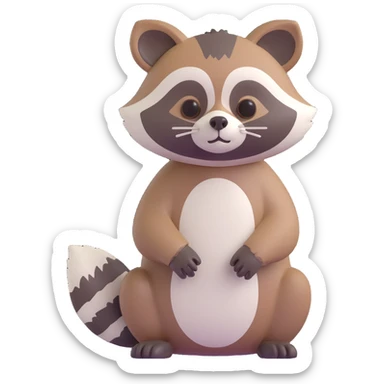 3D raccoon, full body, cute, detailed fur, neutral pose sticker