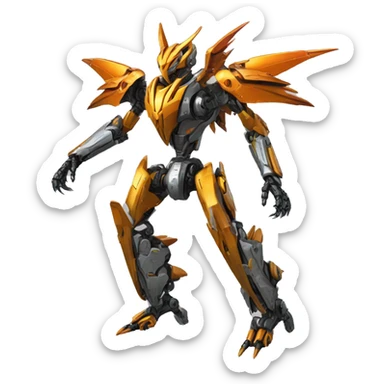 futuristic mechanical spiky Medabot-raptor-dragon-Bionicle-mecha full body sticker